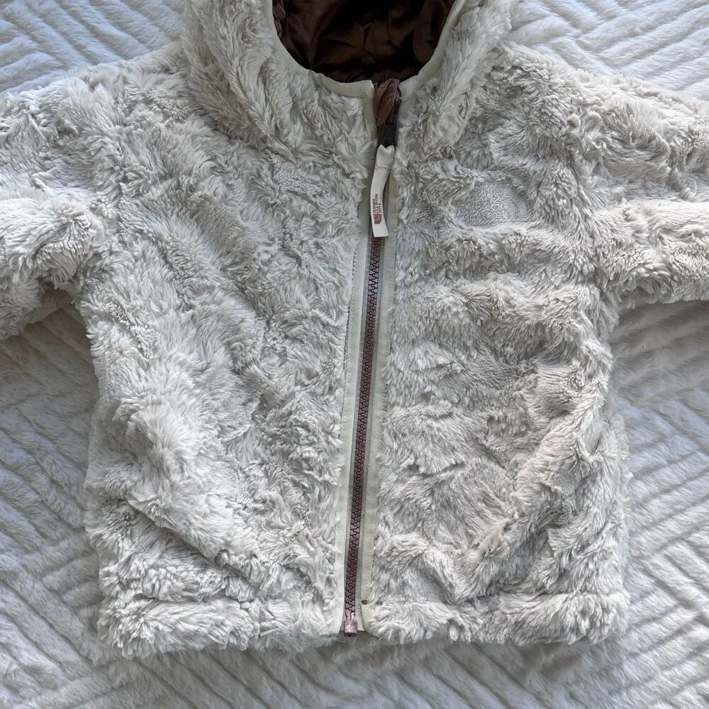 The North Face Baby 6-12M Reversible Bronze Puffer Faux Fur Hooded Jacket Coat